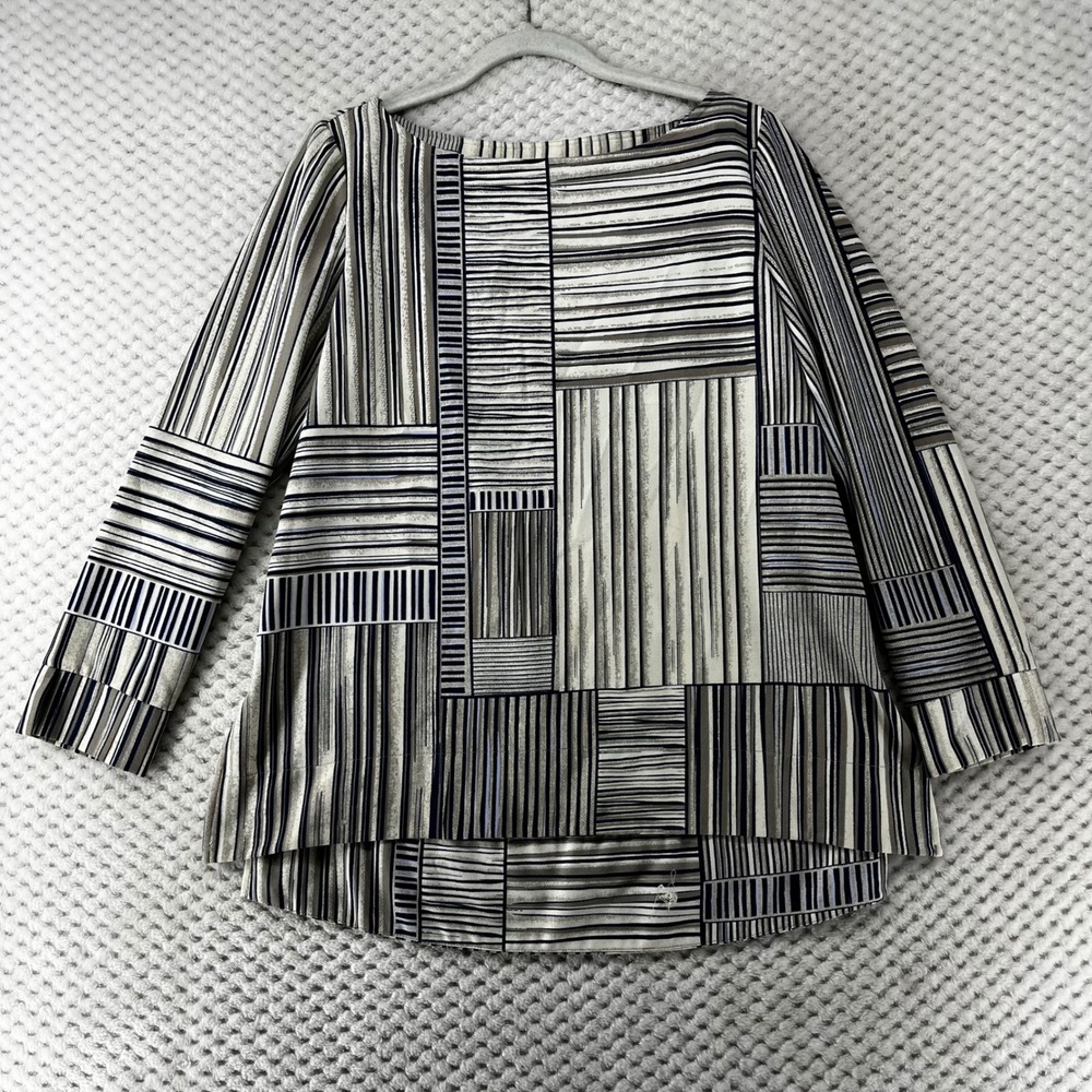 Nic+Zoe Striped‎ Print Blouse Long Sleeve Tunic Top Relaxed Fit Size S